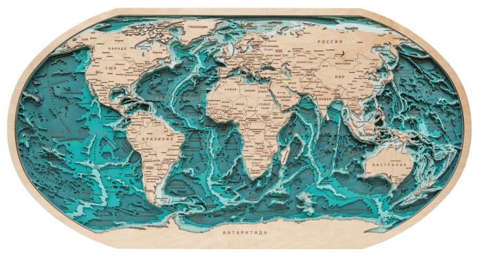 Wooden multi-layered "World Map No. 3" to order